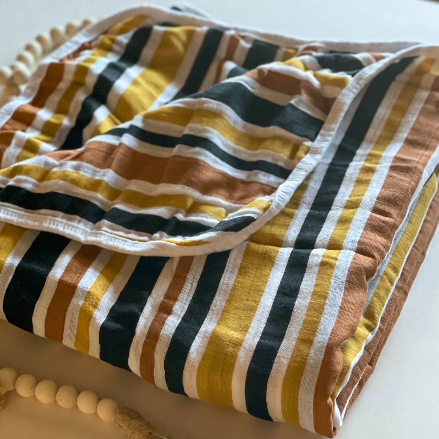 Autumn Stripe Muslin Throw