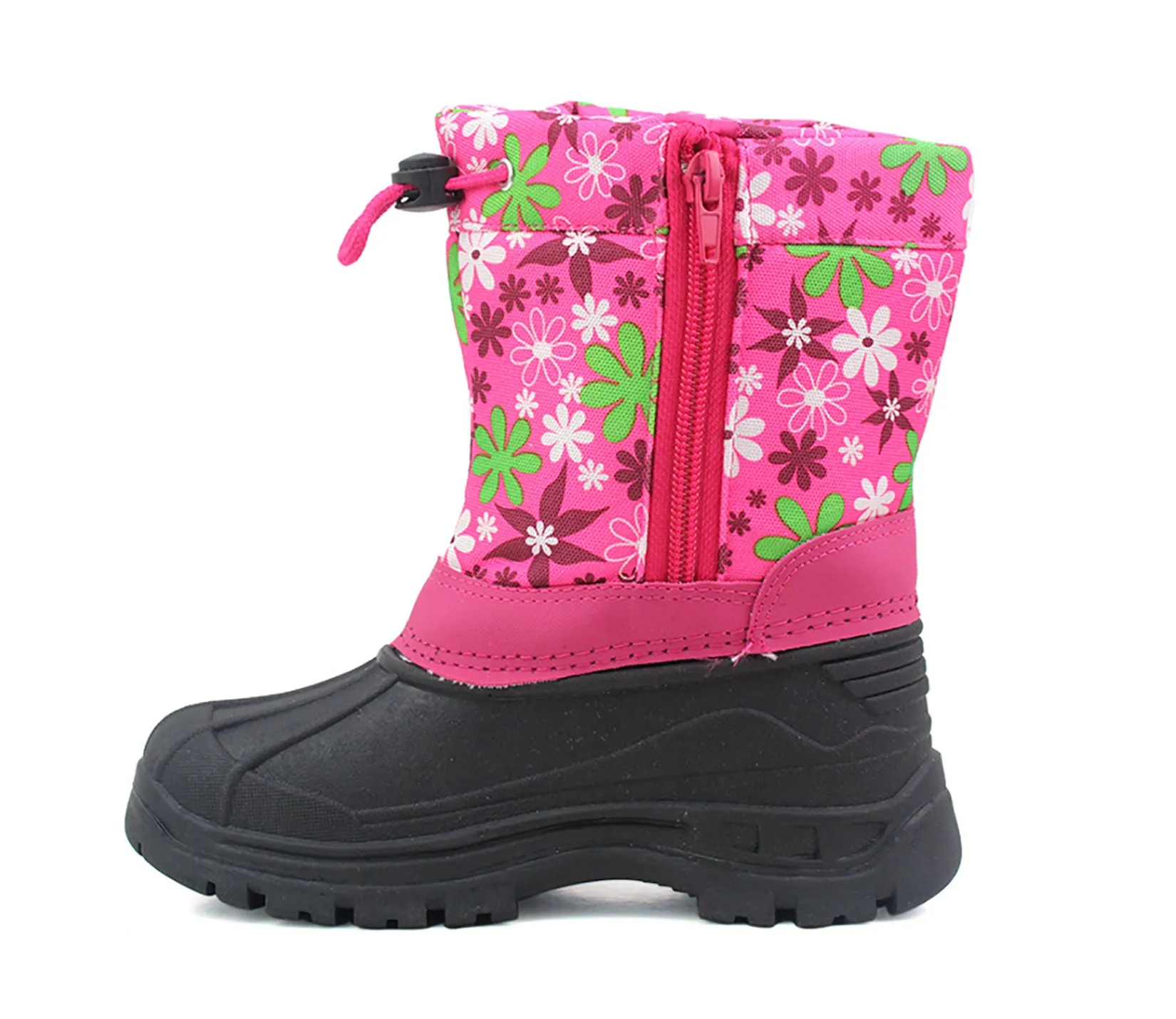 B181873 Girls Kids Floral Warm Snow Boots in Fuchsia