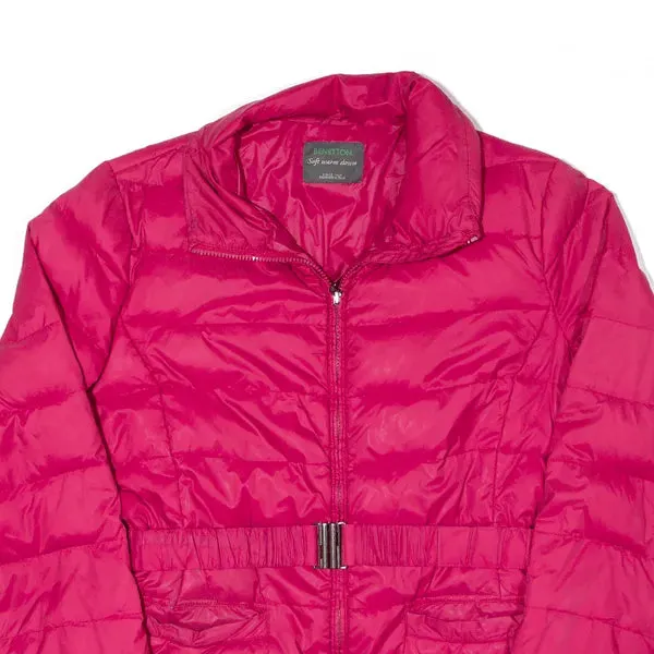 BENETTON Down Insulated Puffer Jacket Pink Womens UK 16