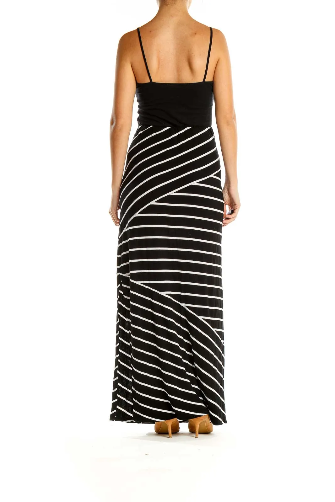 Black White Striped Classic Maxi Skirt