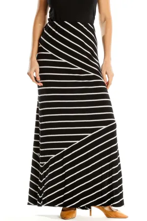 Black White Striped Classic Maxi Skirt