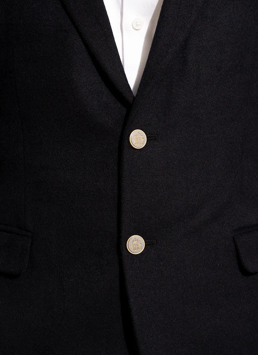 Blue Plain Woolen Fleece Poly Wool Classic Blazer