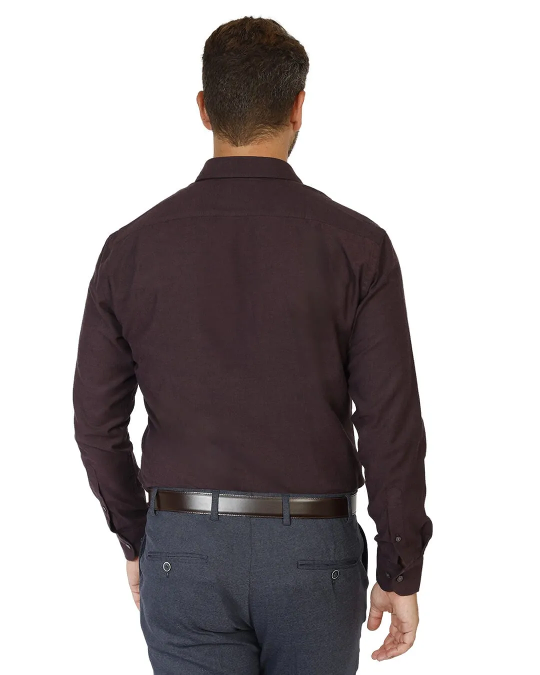 Burgundy Brushed Cotton Shirt