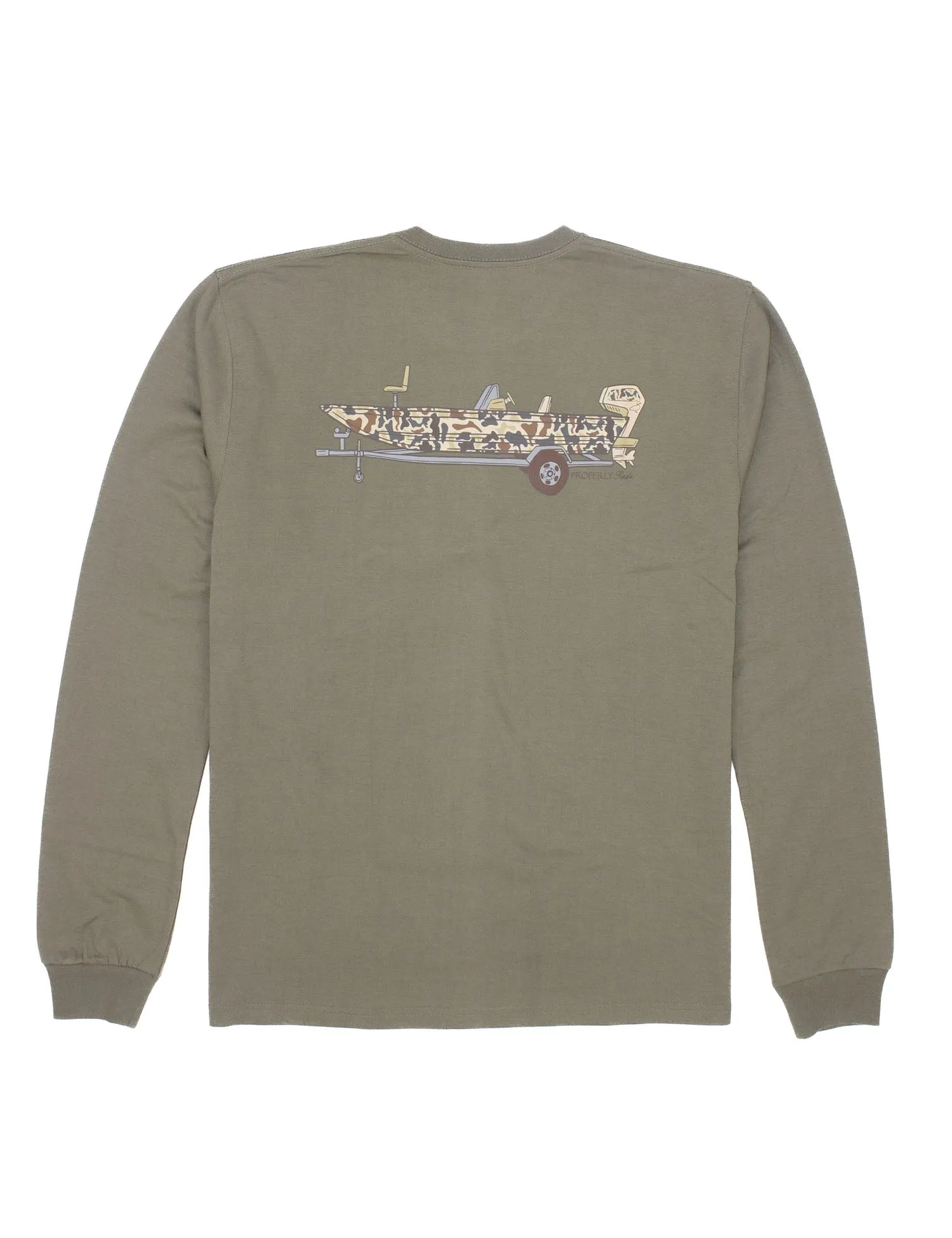 Camo Boat Long Sleeve Tee (Tan)