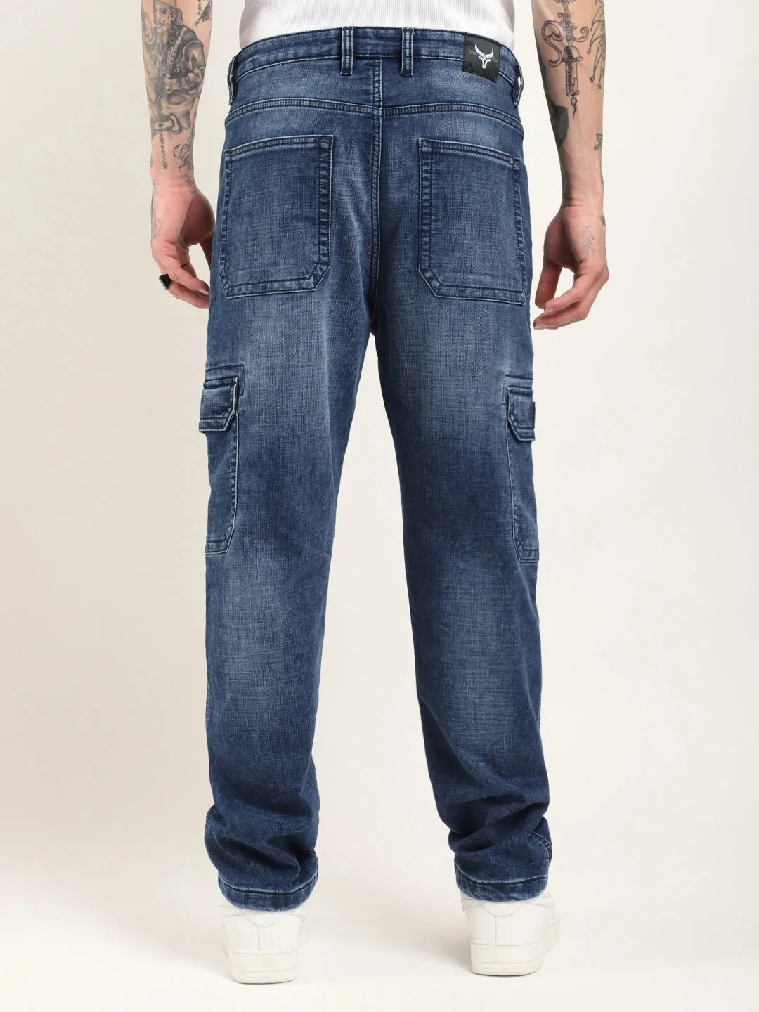 Candid Classic Blue Baggy Fit Denim Cargo