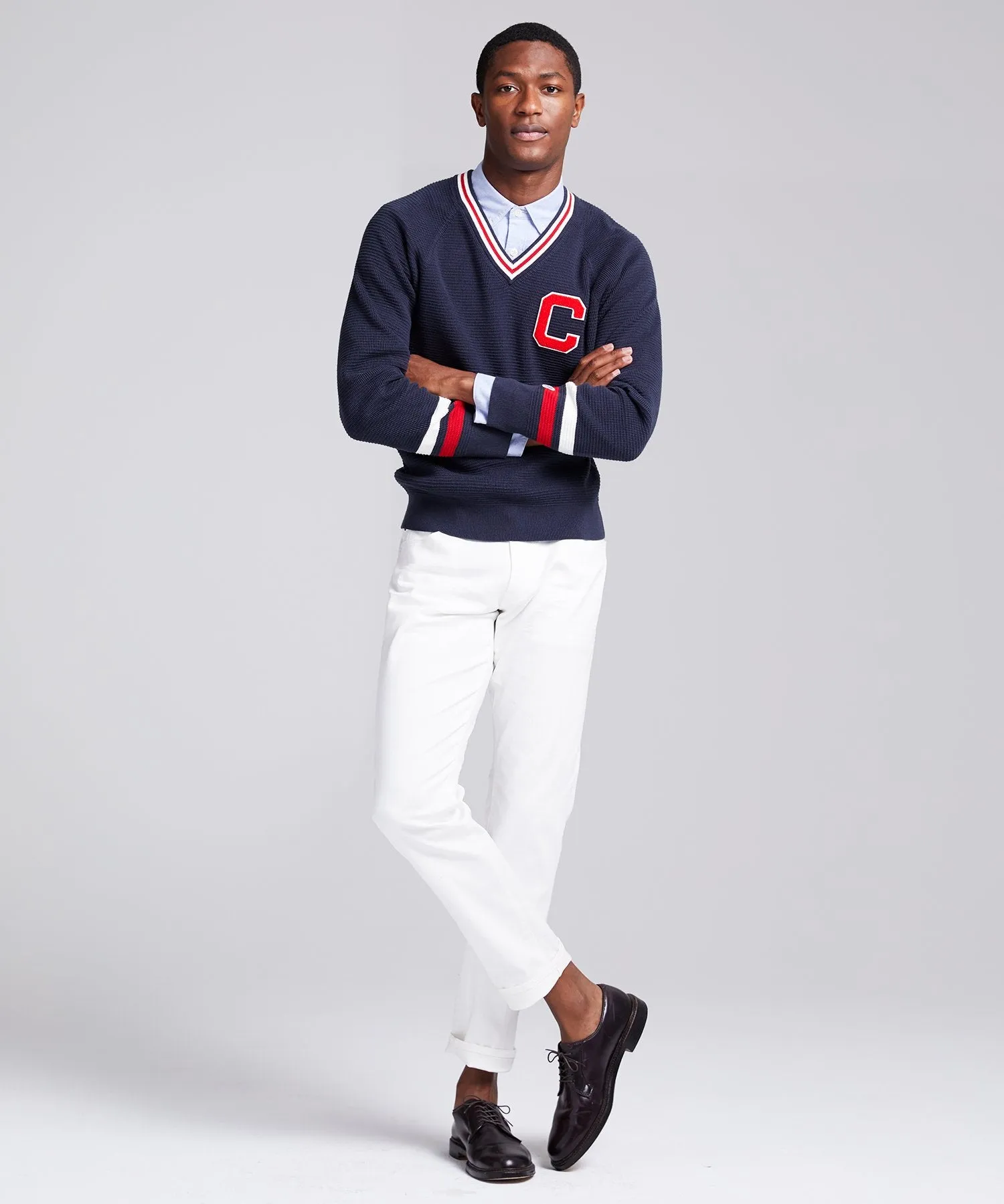 Champion V-Neck Cricket Sweater in Navy