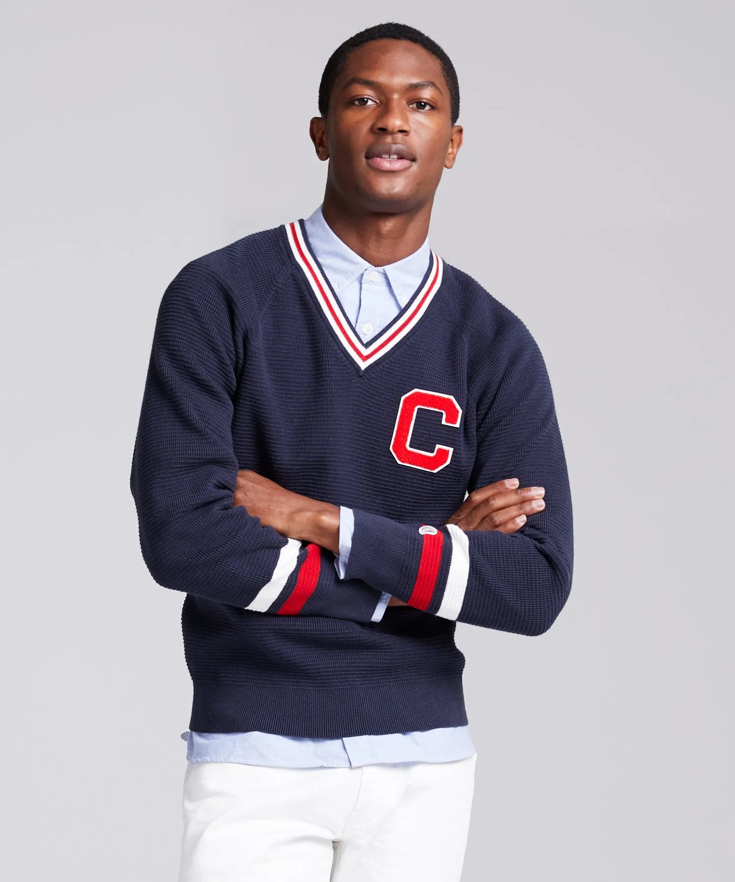 Champion V-Neck Cricket Sweater in Navy