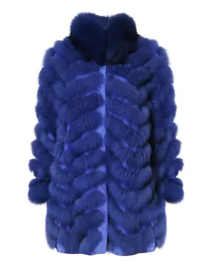 Classic Reversible Fox Coat in Azure