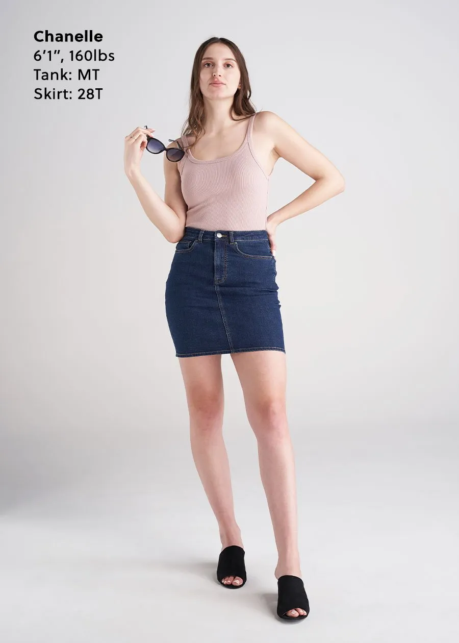 Classic Women's Tall Denim Skirt in Washed Indigo Blue