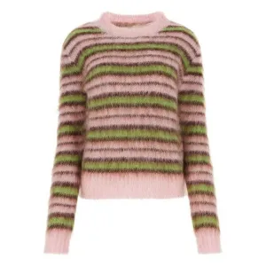 Colorblock Striped Loose Pullover Knitting Sweaters For Women Round Neck Long Sleeves Temperament Sweater Female