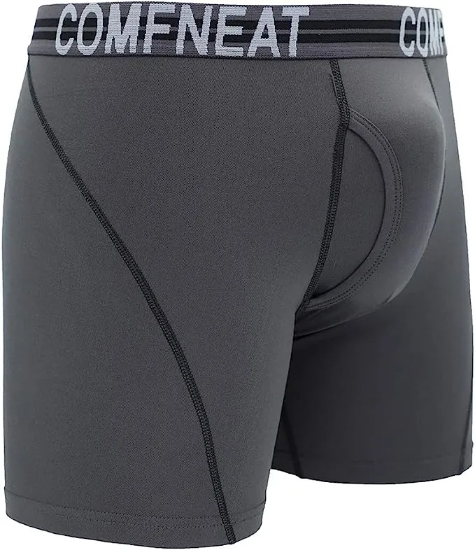 Comfneat Men's 4-Pack Athletic Boxer Briefs Sports Performance Underwear with Fly