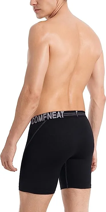 Comfneat Men's 4-Pack Athletic Boxer Briefs Sports Performance Underwear with Fly