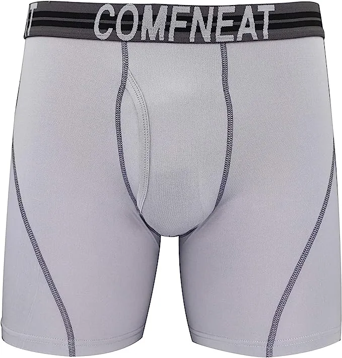 Comfneat Men's 4-Pack Athletic Boxer Briefs Sports Performance Underwear with Fly