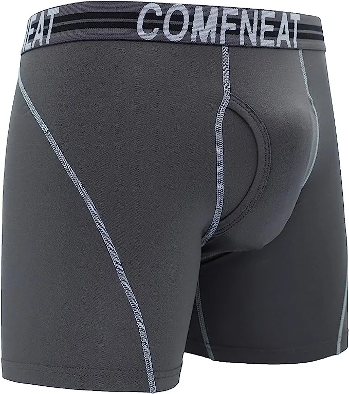 Comfneat Men's 4-Pack Athletic Boxer Briefs Sports Performance Underwear with Fly