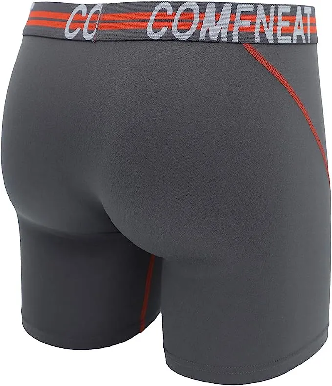 Comfneat Men's 4-Pack Athletic Boxer Briefs Sports Performance Underwear with Fly