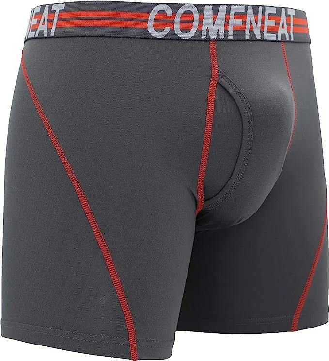 Comfneat Men's 4-Pack Athletic Boxer Briefs Sports Performance Underwear with Fly