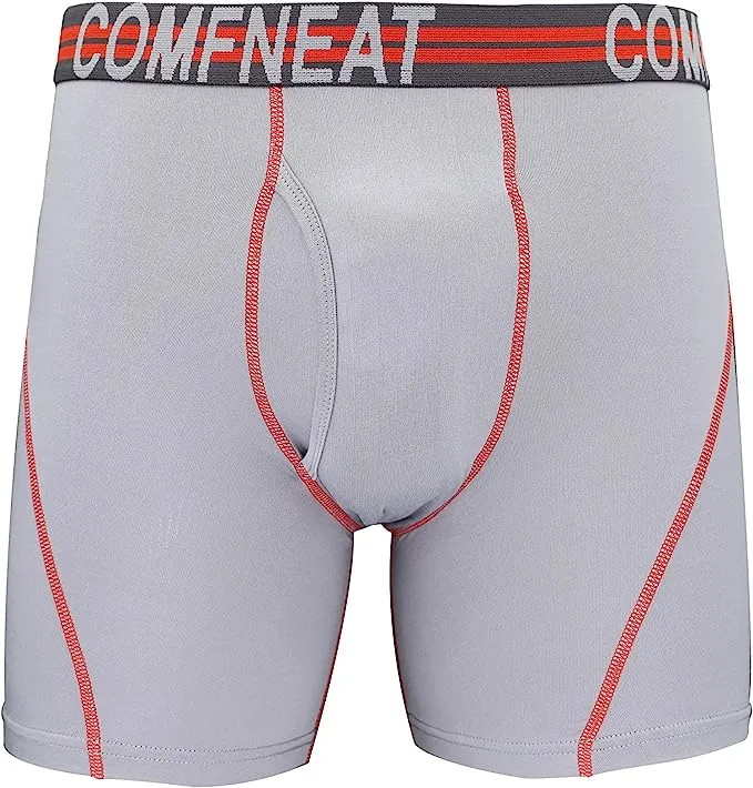 Comfneat Men's 4-Pack Athletic Boxer Briefs Sports Performance Underwear with Fly