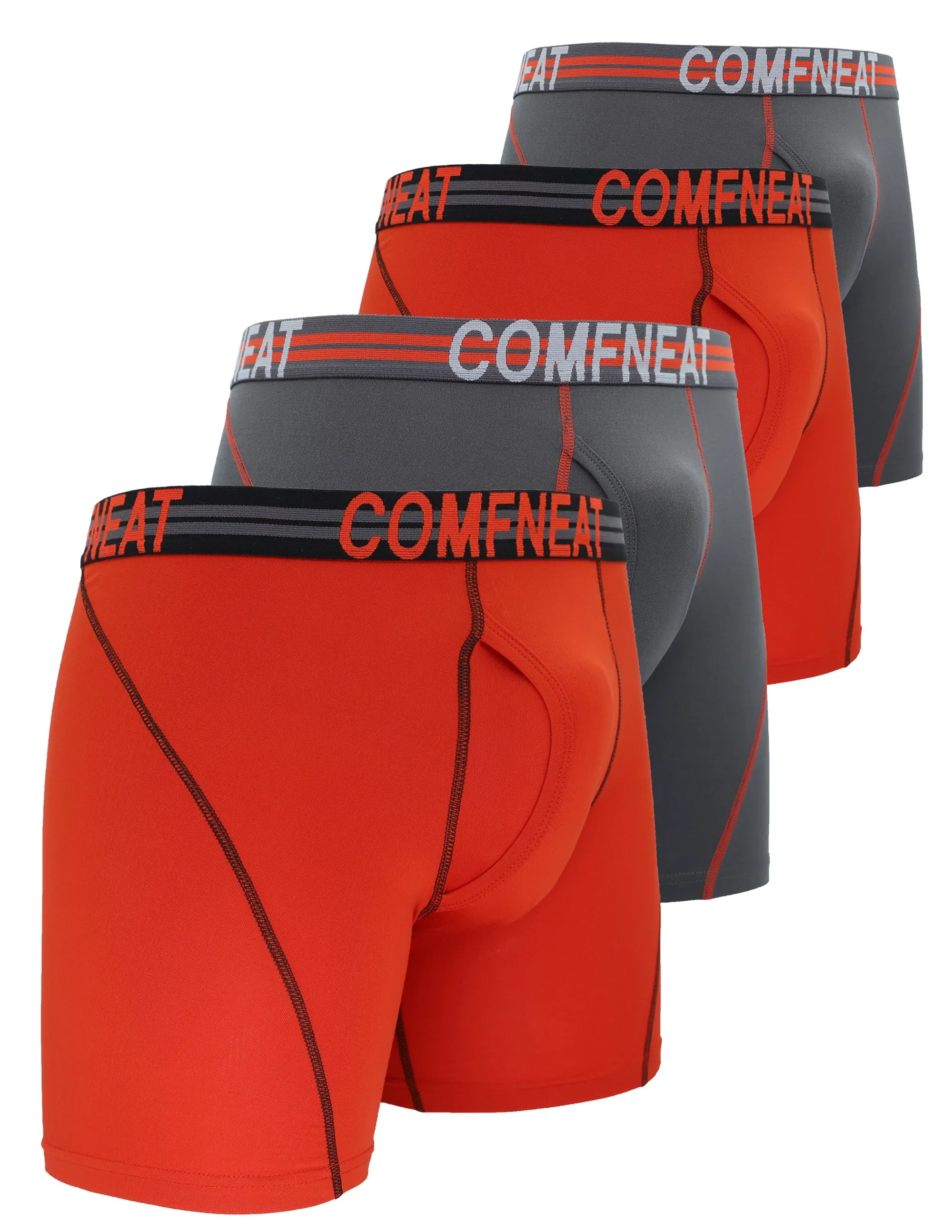 Comfneat Men's 4-Pack Athletic Boxer Briefs Sports Performance Underwear with Fly