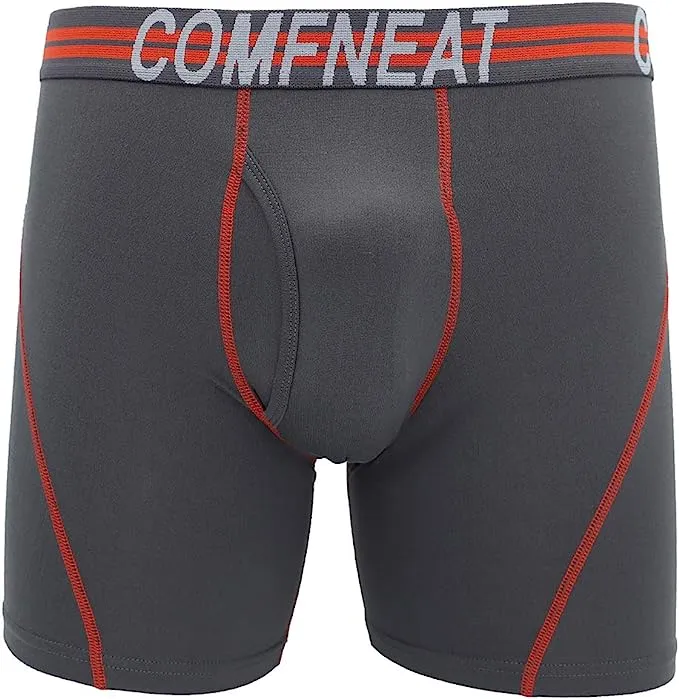 Comfneat Men's 4-Pack Athletic Boxer Briefs Sports Performance Underwear with Fly