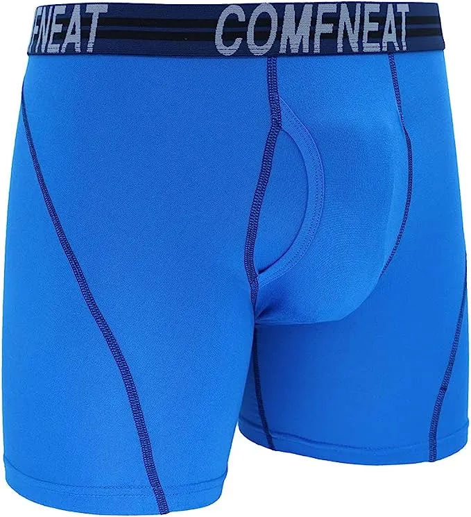 Comfneat Men's 4-Pack Athletic Boxer Briefs Sports Performance Underwear with Fly