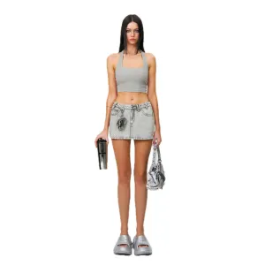 Compass Wild Tarpan Denim Mini Skirt Gray