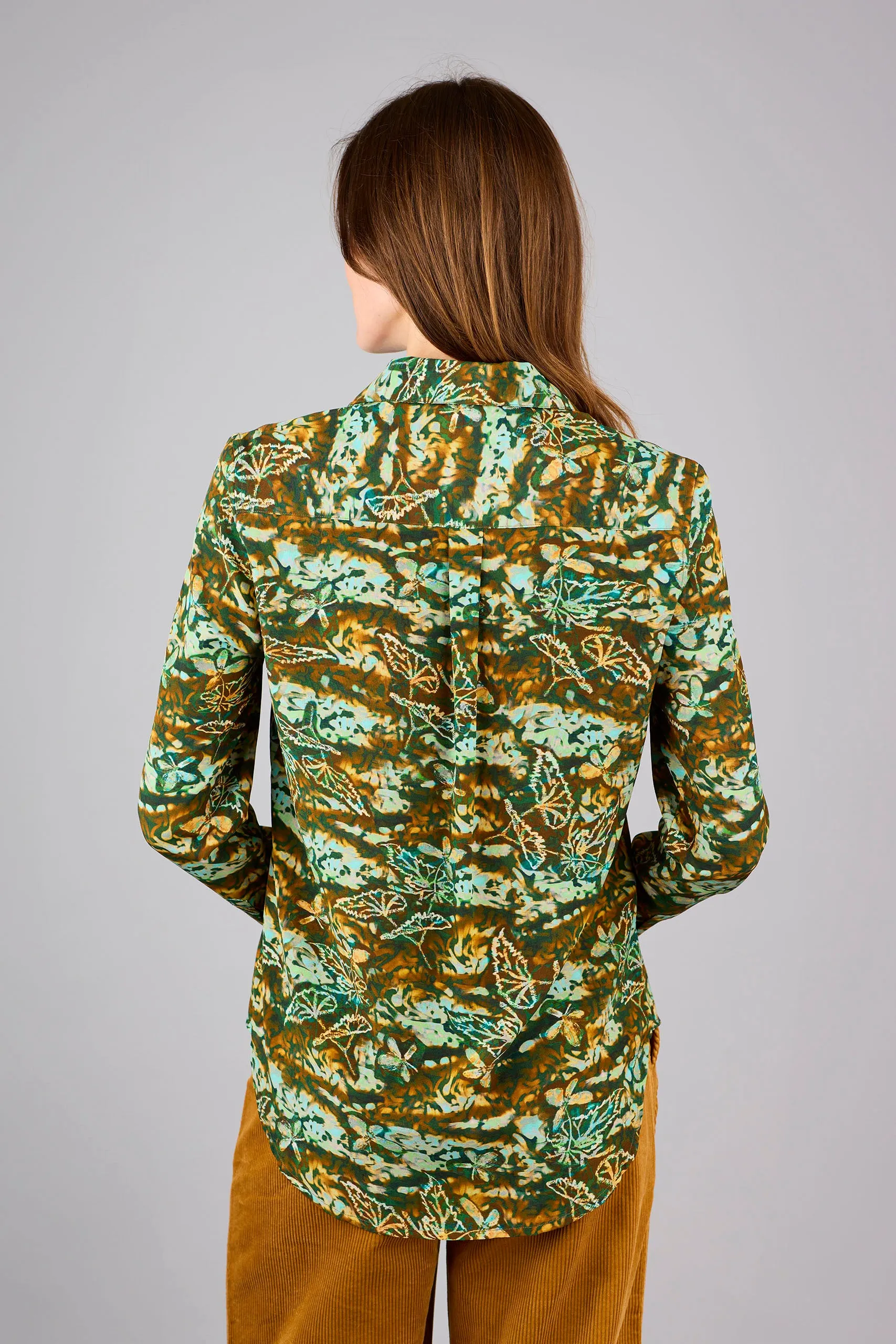 Concordia Cammu Teal/Gold Silk Crepe de Chine Shirt