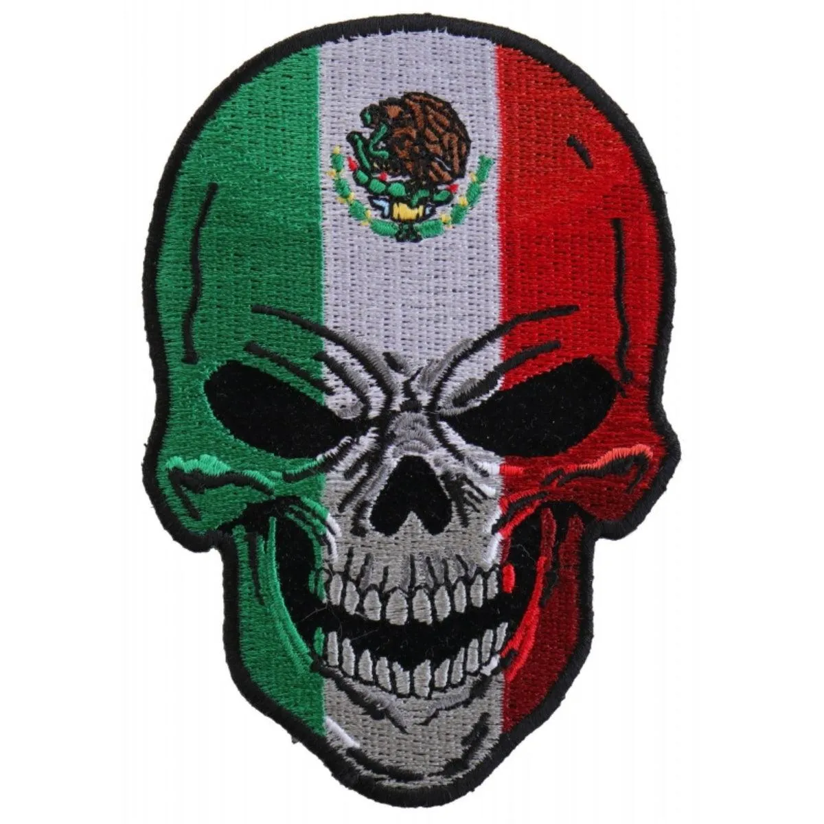 Daniel Smart Mexican Flag Skull Embroidered Iron on Patch, 3 x 4.3 inches