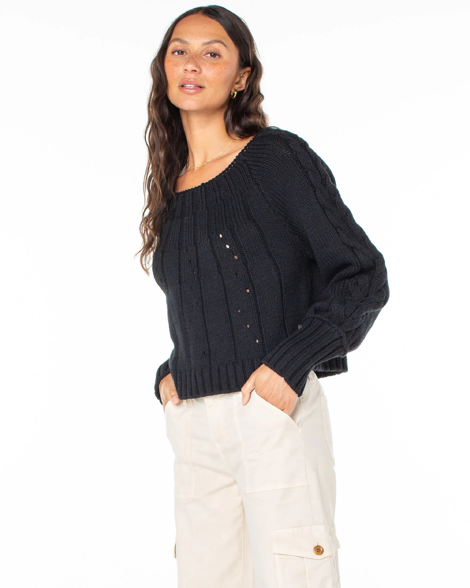 Day Dream Boat Neck Sweater - Anthracite