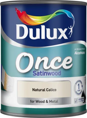 Dulux Once Satinwood Paint For Wood And Metal - Natural Calico 750ml