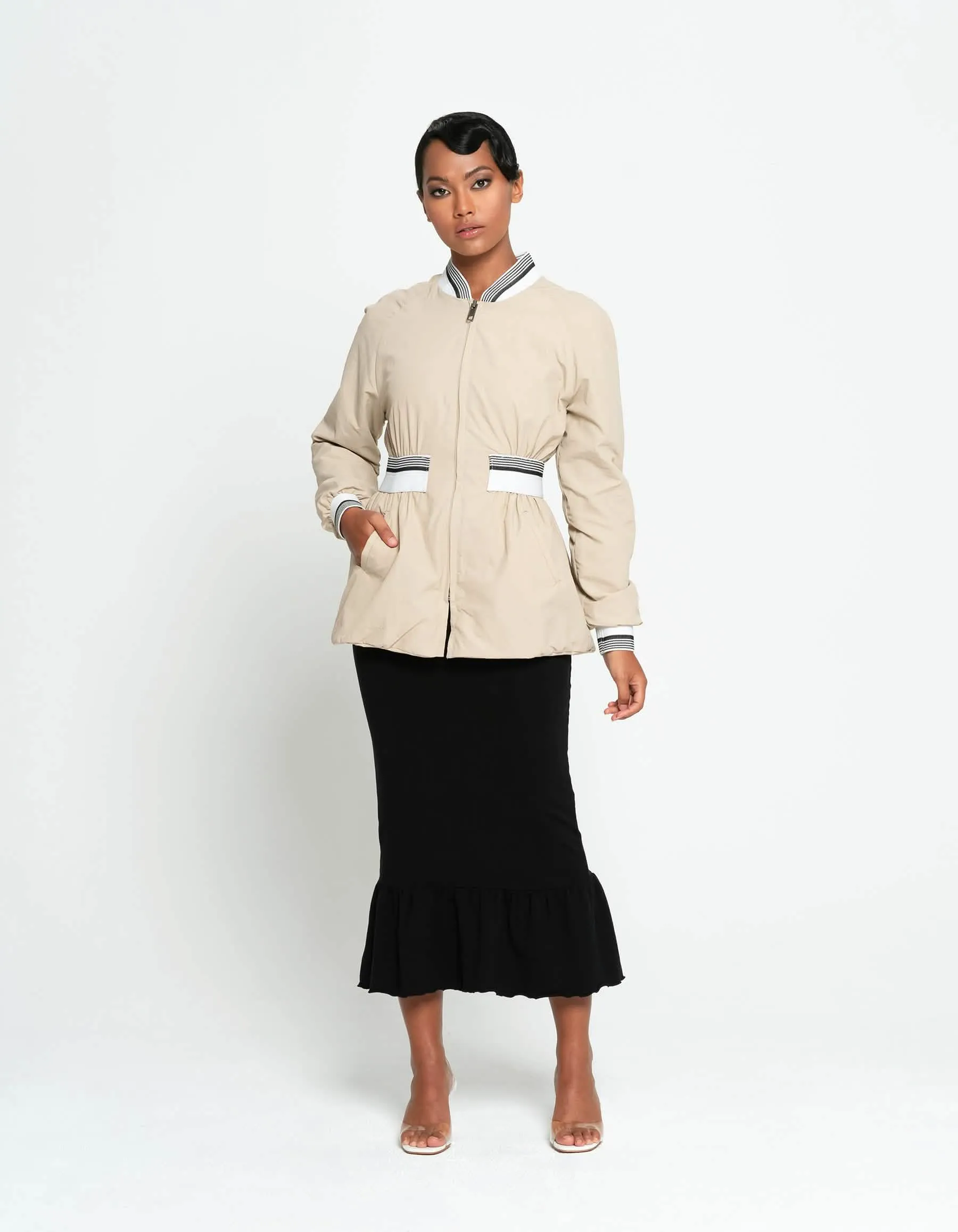 Eco-Elegance: KAMALA Recycled Femme Bomber Jacket