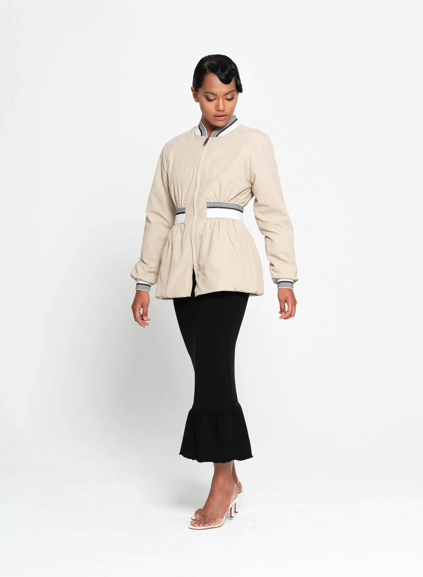 Eco-Elegance: KAMALA Recycled Femme Bomber Jacket