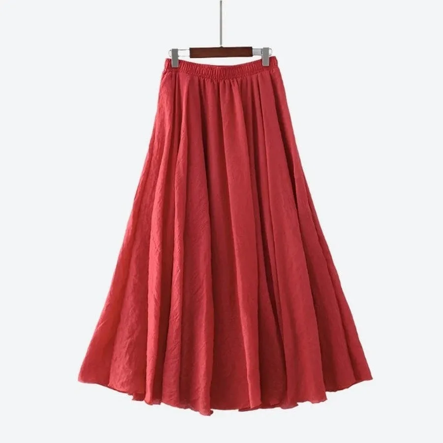 Elegant High-Waist Flared Midi Skirts