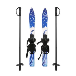 essential KARMAS PRODUCT Kids Skis and Poles with Bindings for Age 2-4 Beginner Snow Skis 69cm