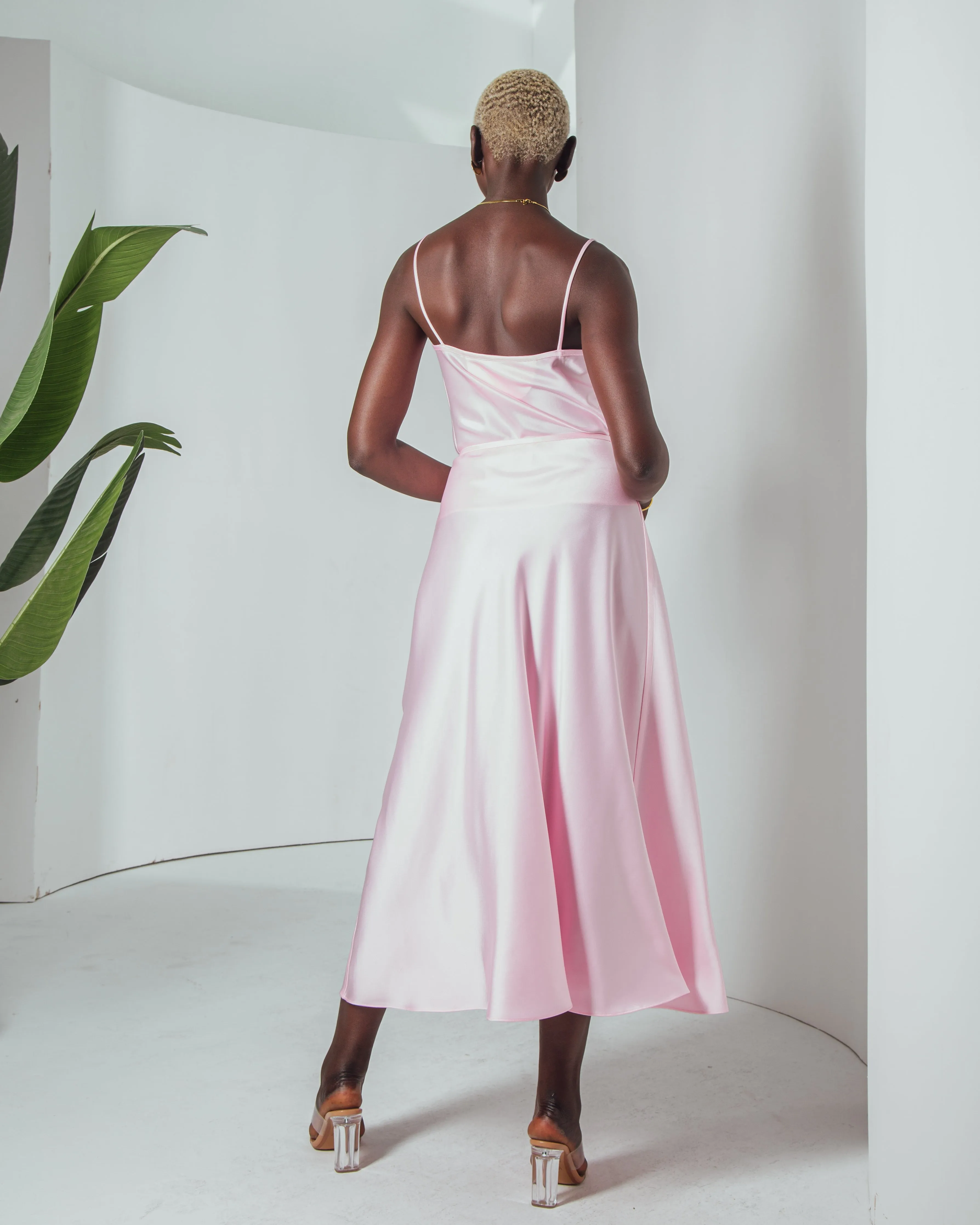 Essentials - Satin A-Line Midi Skirt