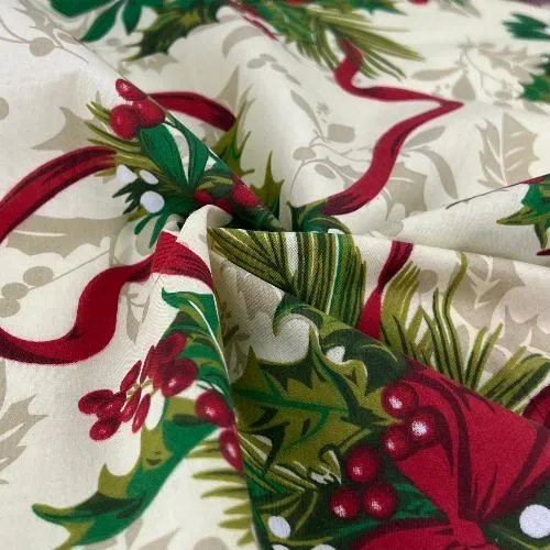 Festival Ribbons - Ivory | Print Poly/Cotton Shirting - SKU 7634A #U17