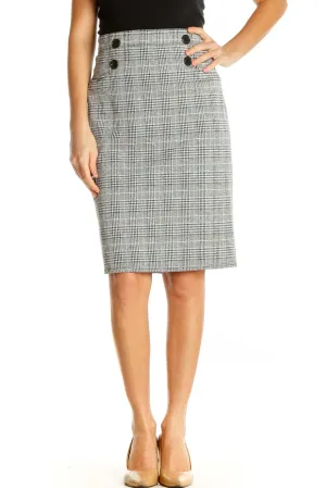 Gray Printed Classic Pencil Skirt