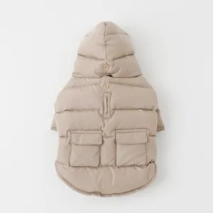 hooded down jacket - beige