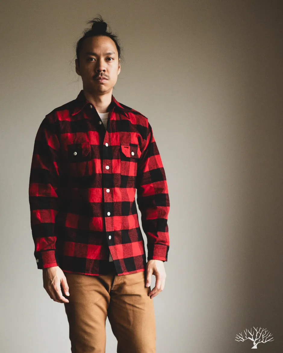 Icebreaker 11oz Buffalo Plaid Flannel Work Shirt - Red