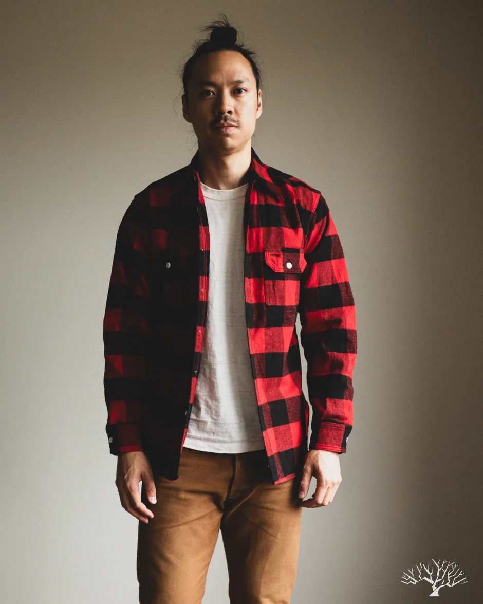 Icebreaker 11oz Buffalo Plaid Flannel Work Shirt - Red