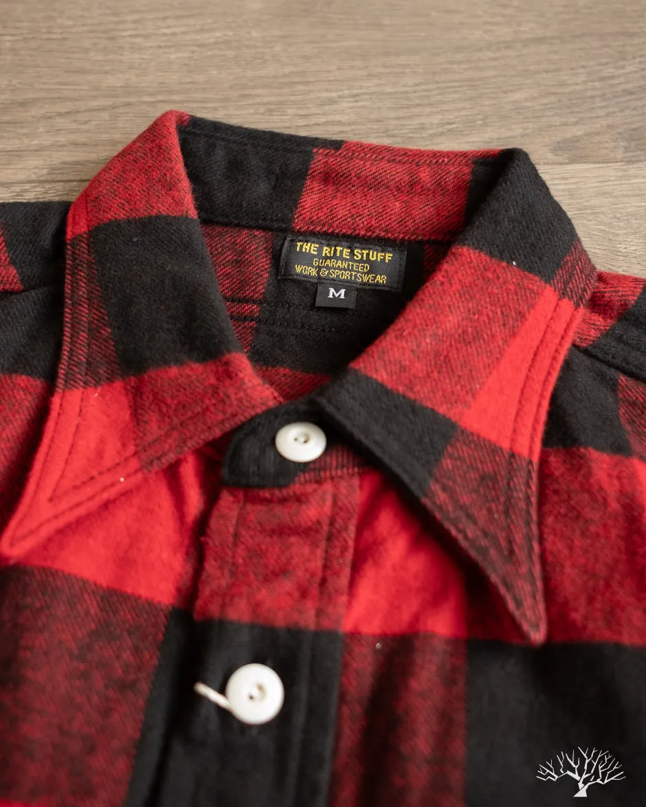 Icebreaker 11oz Buffalo Plaid Flannel Work Shirt - Red