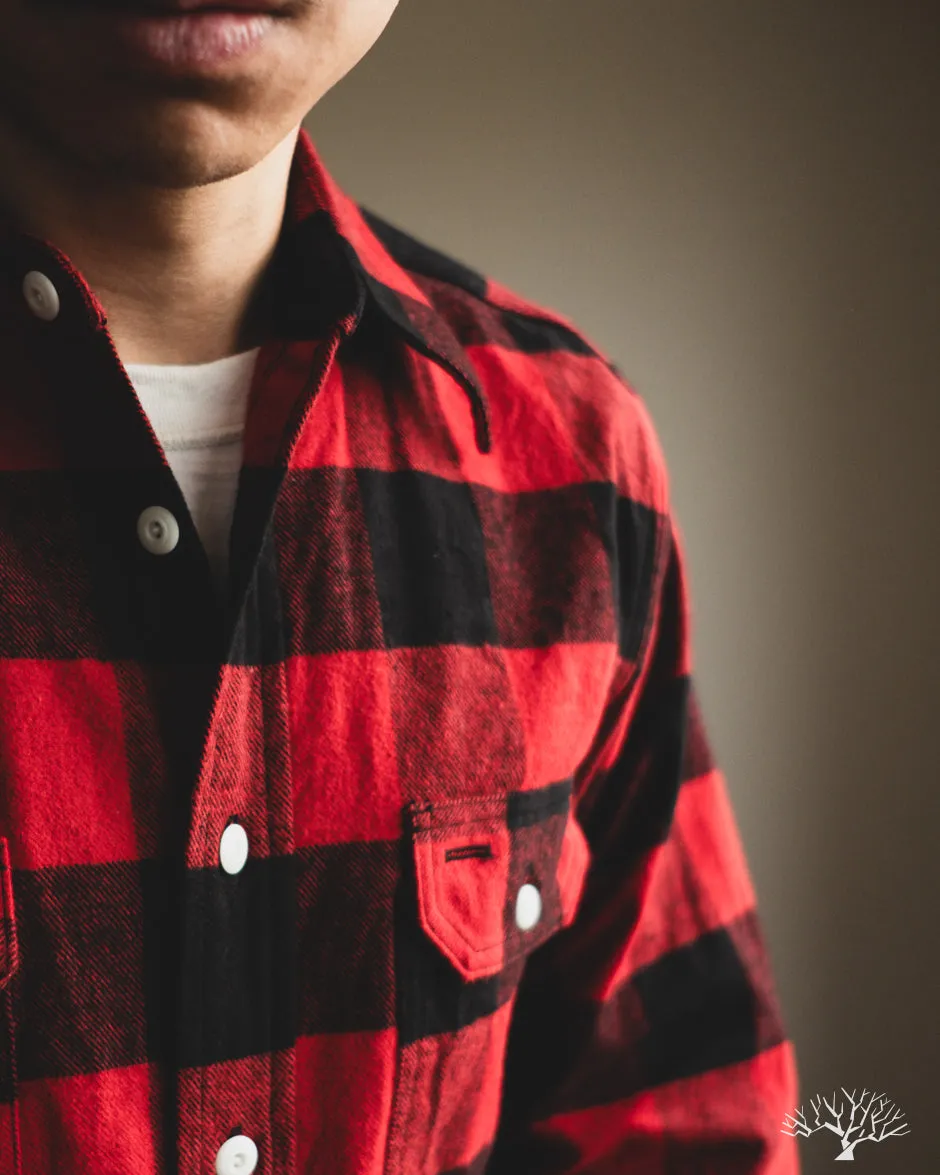 Icebreaker 11oz Buffalo Plaid Flannel Work Shirt - Red