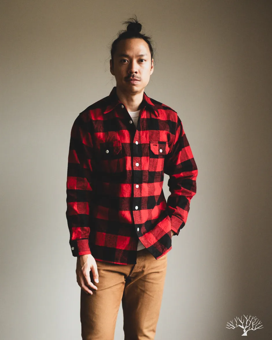 Icebreaker 11oz Buffalo Plaid Flannel Work Shirt - Red