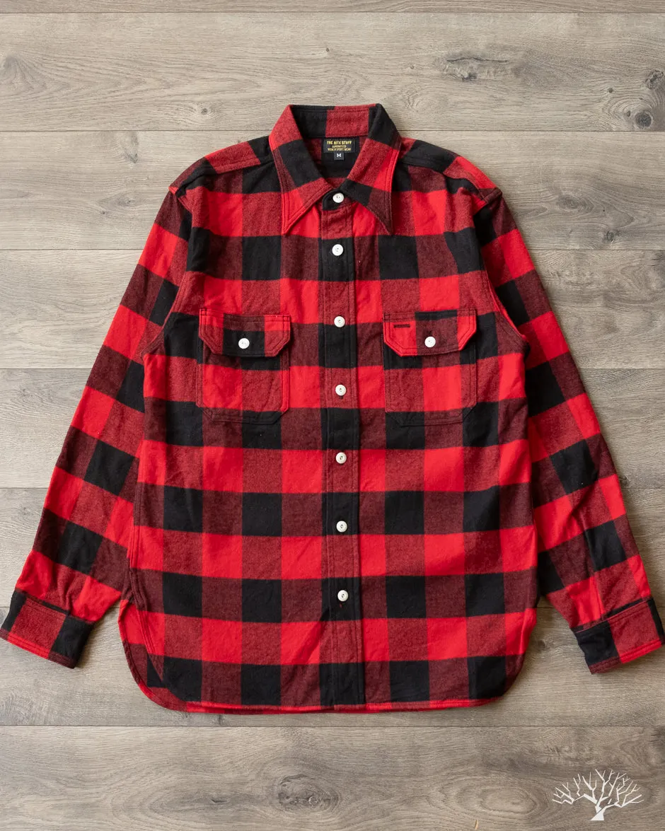 Icebreaker 11oz Buffalo Plaid Flannel Work Shirt - Red