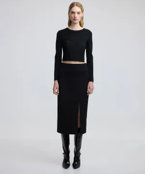 Ipekyol Straight Cut Skirt With Slit Black