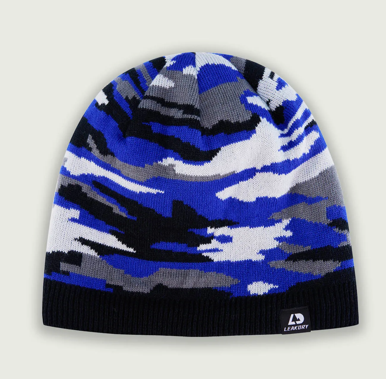 LEAKDRY Waterproof Windproof Breathable Beanie Hats Blue Camo