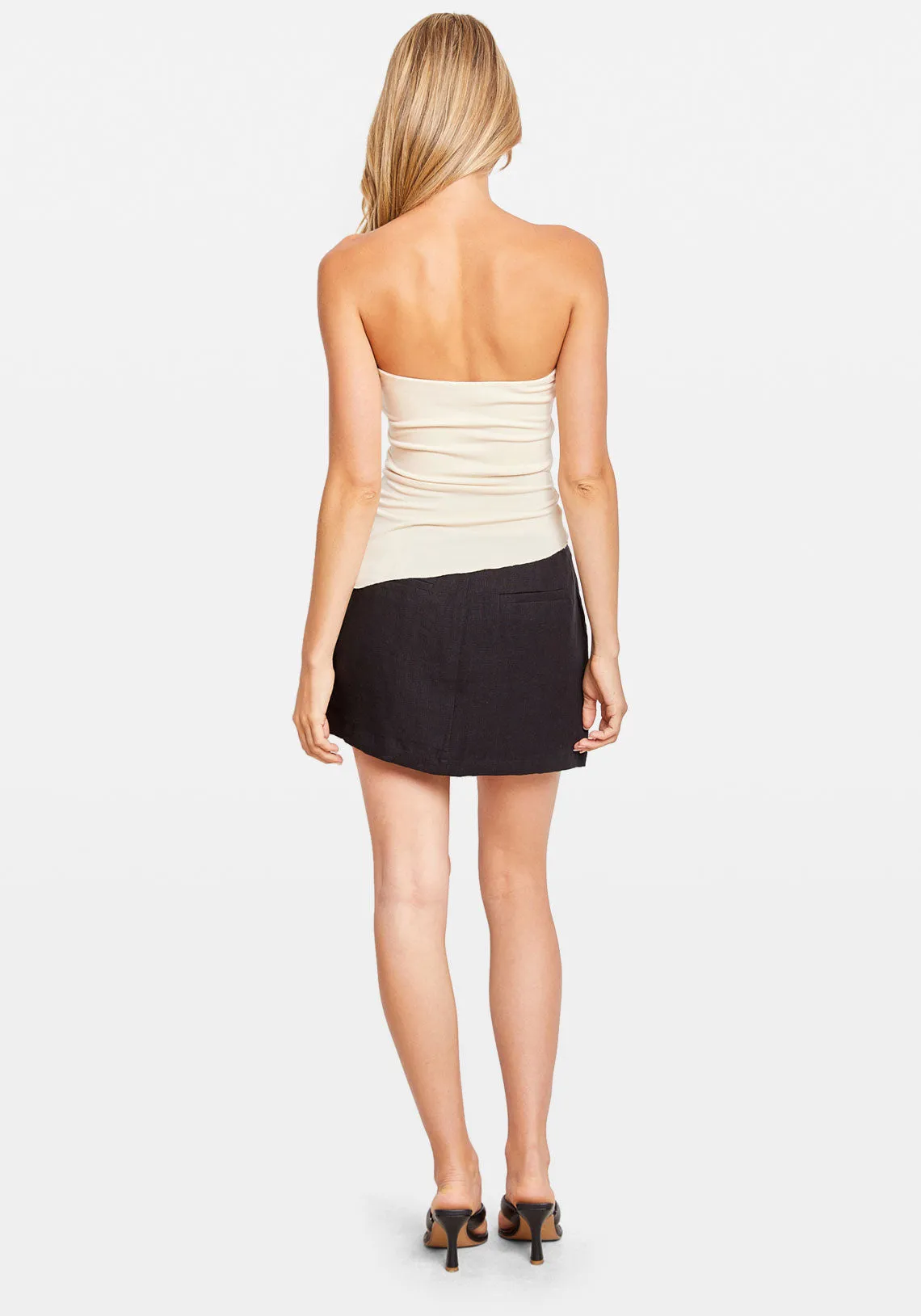 LINEN RAW MICRO SKIRT BLACK