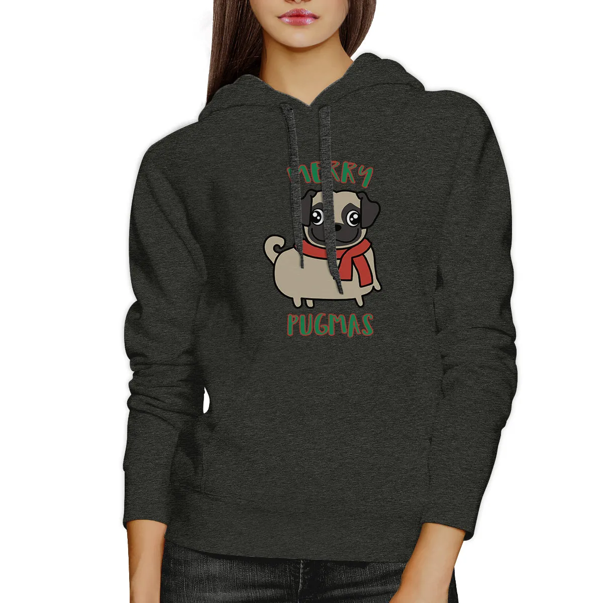 Merry Pugmas Pug Dark Grey Hoodie