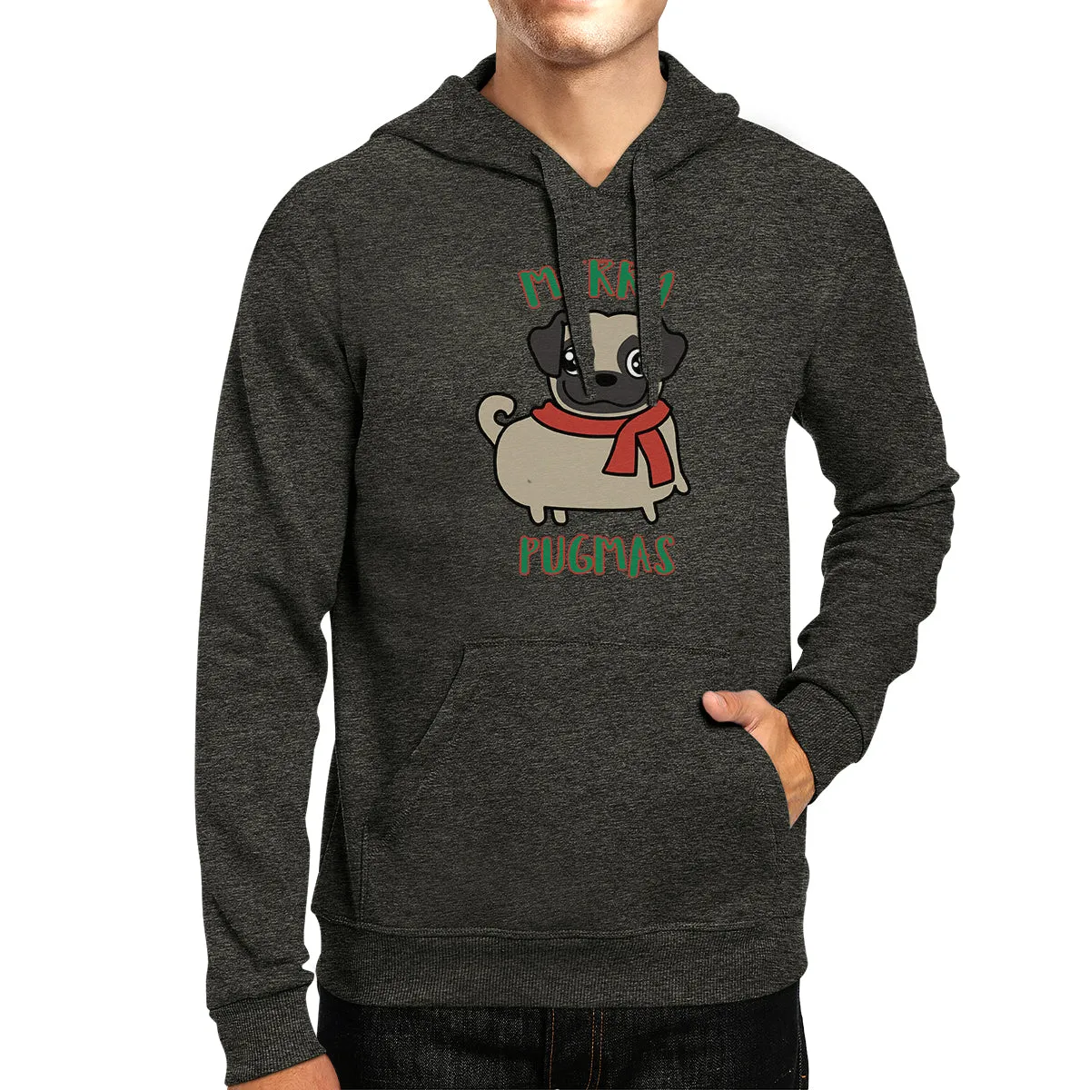 Merry Pugmas Pug Dark Grey Hoodie