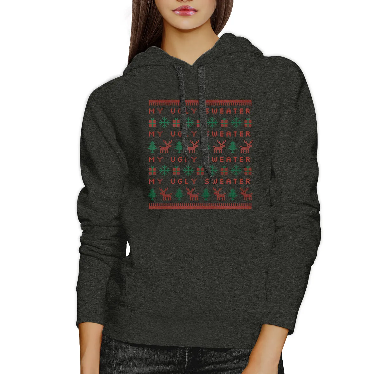 My Ugly Sweater Pattern Dark Grey Hoodie