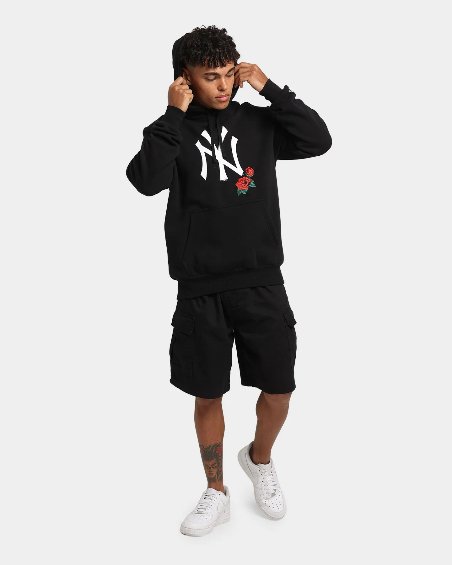 New Era New York Yankees Large Rose Hoodie Black